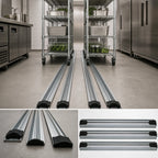 Thumbnail image #3 for Quantum QVTRK-3-192EST Double Unit Floor Track Assembly Kit with 3 16-Foot V-Groove Aluminum Tracks and End Stop Hardware