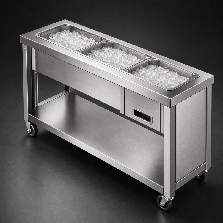 Product image #3 for DineXpress DXP3CISL Slimline 3-Pan Ice Cooled Cold Food Unit