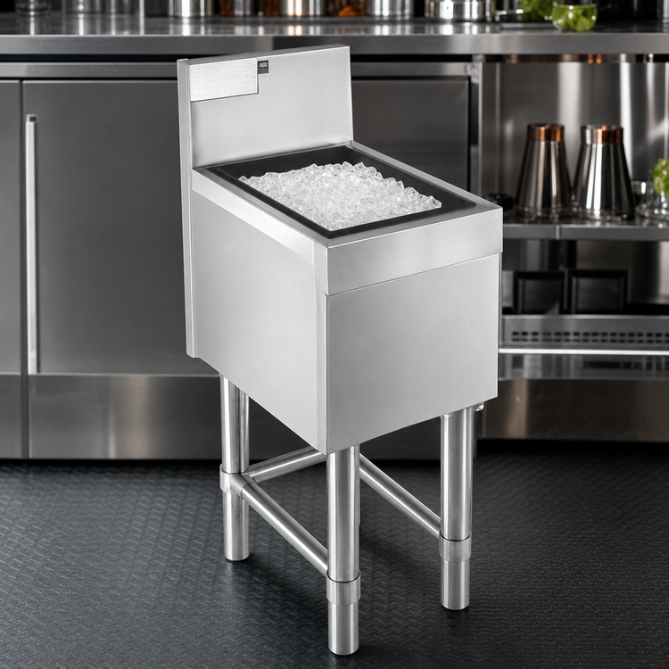 Product image #3 for Eagle Spec-Bar Underbar Ice Bin/Cocktail Unit, 18 Inch W x 19 Inch D, 50 lb Capacity, Sliding Cover