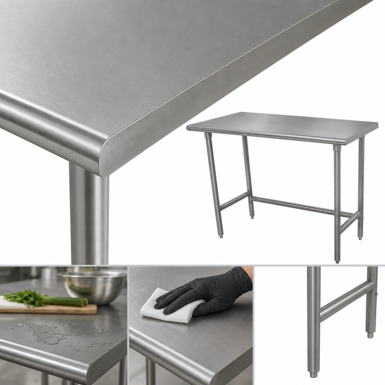 Product image #3 for Advance Tabco TMS-365 60-Inch x 36-Inch 16 Gauge 304 Stainless Steel Work Table with Open Base
