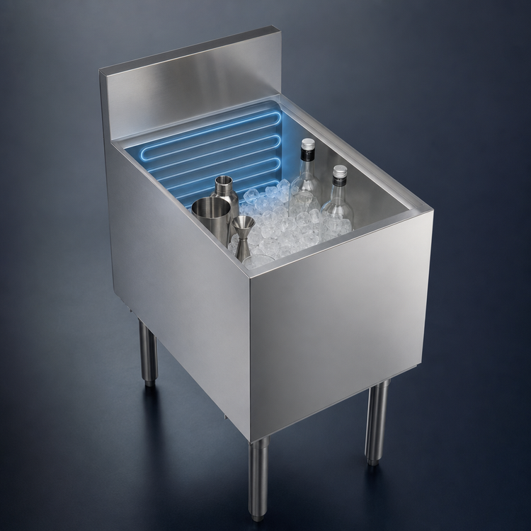 Product image #3 for Krowne Royal Series 18 Inch x 24 Inch Underbar Ice Bin/Cocktail Unit with 7-Circuit Cold Plate