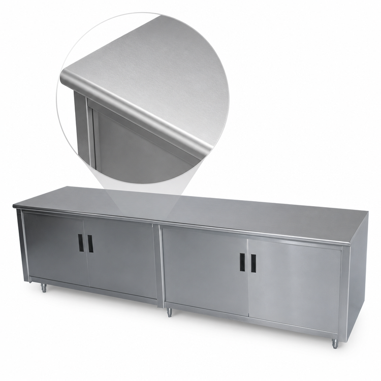 Product image #3 for Advance Tabco Special Value Economy 96" x 24" Enclosed Work Table with Cabinet Base, Mid-Shelf, and Hinged Doors