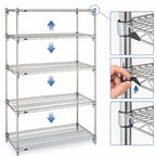 Thumbnail image #3 for Metro Super Erecta 5A377C Stationary 5-Shelf Chrome Wire Shelving Starter Unit, 72"W x 18"D x 74"H