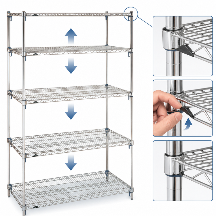 Product image #3 for Metro Super Adjustable Super Erecta 5-Shelf Chrome Plated Wire Starter Shelving Unit, 72"W x 18"D x 74"H