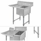 Thumbnail image #3 for Klinger's Trading ECS11824DL24 One-Compartment Stainless Steel Sink with 24-Inch Left Drainboard, 18 x 24 x 14-Inch Bowl