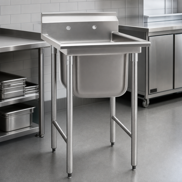Product image #3 for Eagle Group 314 Series 1-Compartment 304 Stainless Steel Sink with Right-Hand Drainboard
