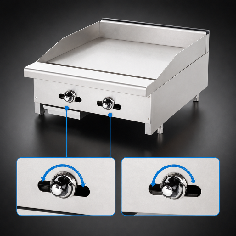 Product image #3 for Turbo Air Radiance 24-Inch Countertop Thermostat Gas Griddle, Natural Gas/Propane Convertible
