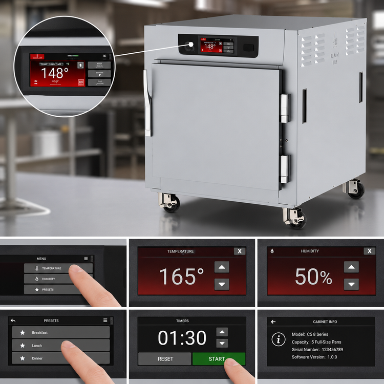Product image #3 for Metro C5 8 Series Mobile Undercounter Heated Holding Cabinet with Solid Door and Lip Load Slides, 5 Full-Size Sheet Pan Capacity