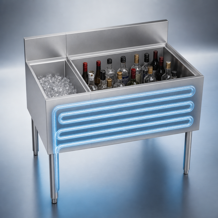 Product image #3 for Krowne Royal Series 42-Inch Underbar Multi-Station Ice Bin with Bottle Well and 10-Circuit Cold Plate