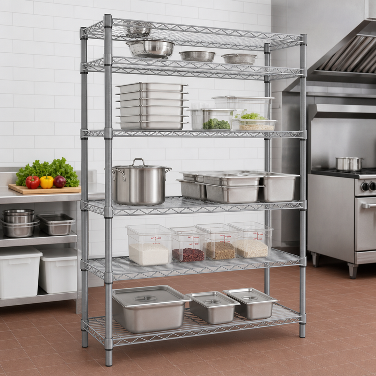 Product image #3 for Eagle Valu-Master 5-Tier Stationary Starter Wire Shelving Unit, 30 x 18 x 86 Inches, Pewter Gray Epoxy