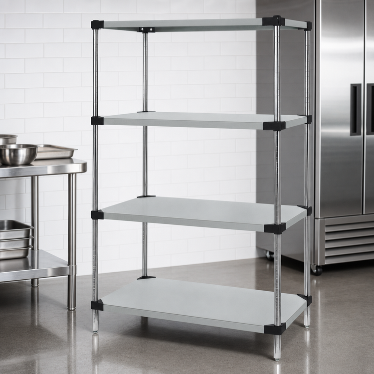 Product image #3 for Quantum 4-Shelf Solid Shelving Starter Kit, 54 x 21 x 86 Inches, 304 Stainless Steel