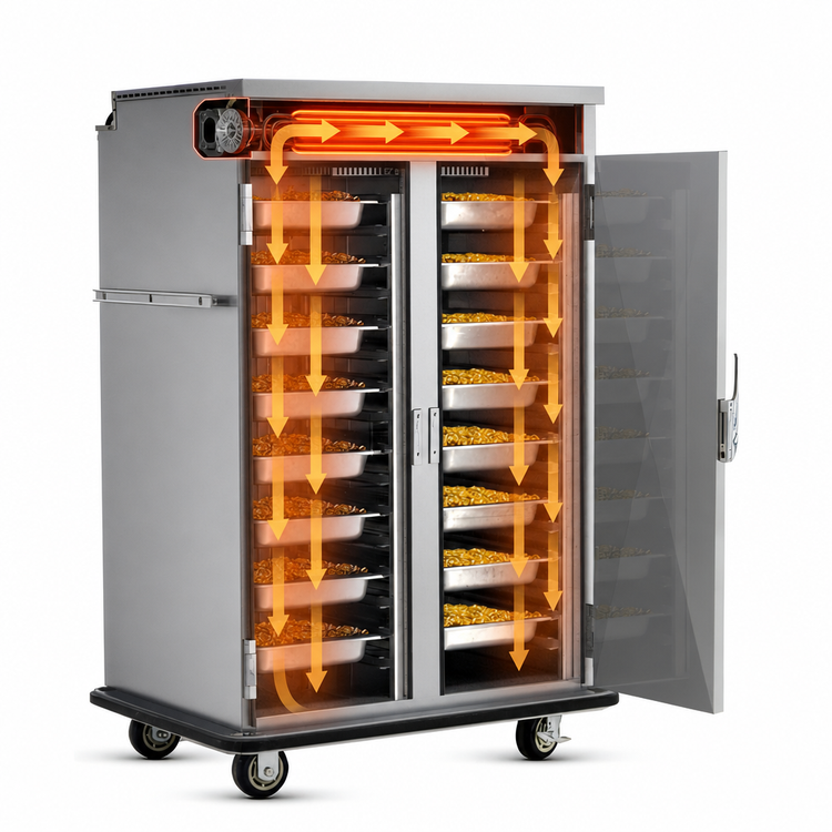 Product image #3 for Mobile Double-Compartment Stainless Steel Heated Holding Cabinet, 32 Full-Size Pan Capacity