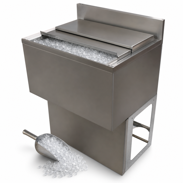 Product image #4 for BK Resources 36-Inch Wide Underbar Ice Bin with Sliding Cover, 100 lb Capacity