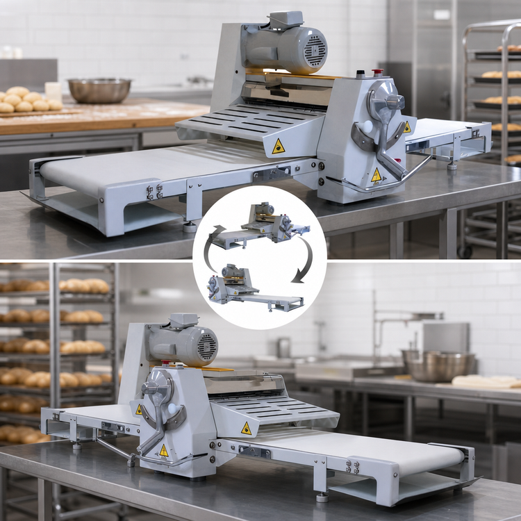 Product image #4 for BakeryXpress DXP-CRS02 Countertop Reversible Dough Sheeter with 20.5-Inch x 67-Inch Conveyor