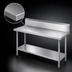 Thumbnail image #3 for Advance Tabco 120-Inch x 30-Inch 14-Gauge 304 Stainless Steel Work Table with 10-Inch Backsplash and Undershelf