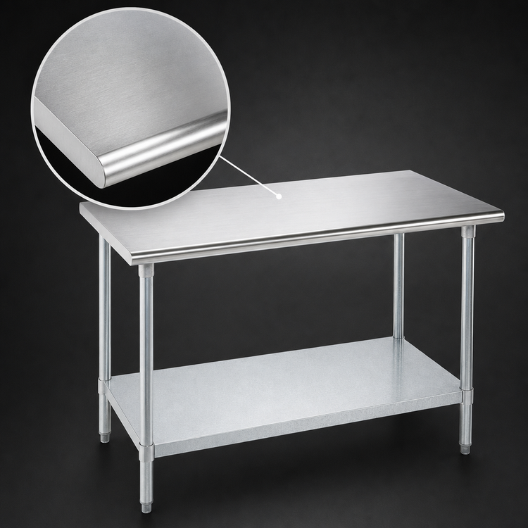 Product image #3 for Advance Tabco 72 Inch x 36 Inch Flat Top Stainless Steel Work Table with Galvanized Undershelf and Legs
