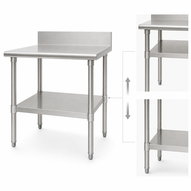 Product image #3 for Eagle Group Adjustable Stainless Steel Work Table Undershelf, 30 x 24 Inches