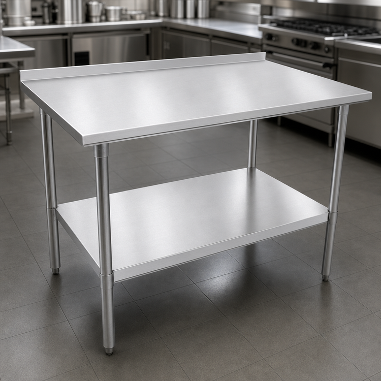 Product image #3 for John Boos Stallion 72 x 36 Inch 16-Gauge Stainless Steel Work Table with 1-1/2 Inch Rear Up-Turn and Galvanized Undershelf