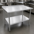 Thumbnail image #3 for John Boos Stallion ST6R1.5-3672GSK 72 x 36 Inch 16-Gauge 300 Series Stainless Steel Work Table with Galvanized Open Base and Undershelf