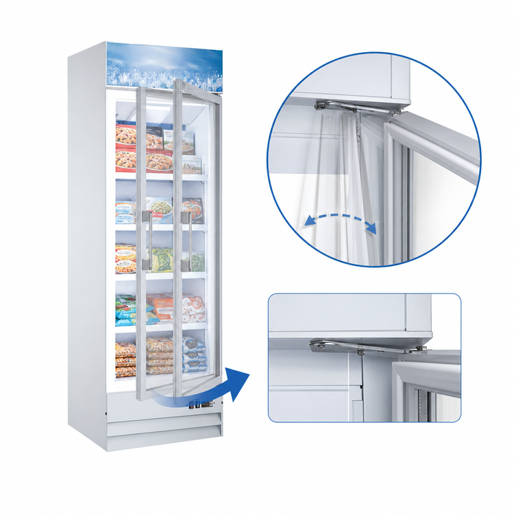 Product image #3 for Omcan 13 Cu. Ft. One-Section Glass Door Merchandiser Freezer with Bottom Mount Refrigeration