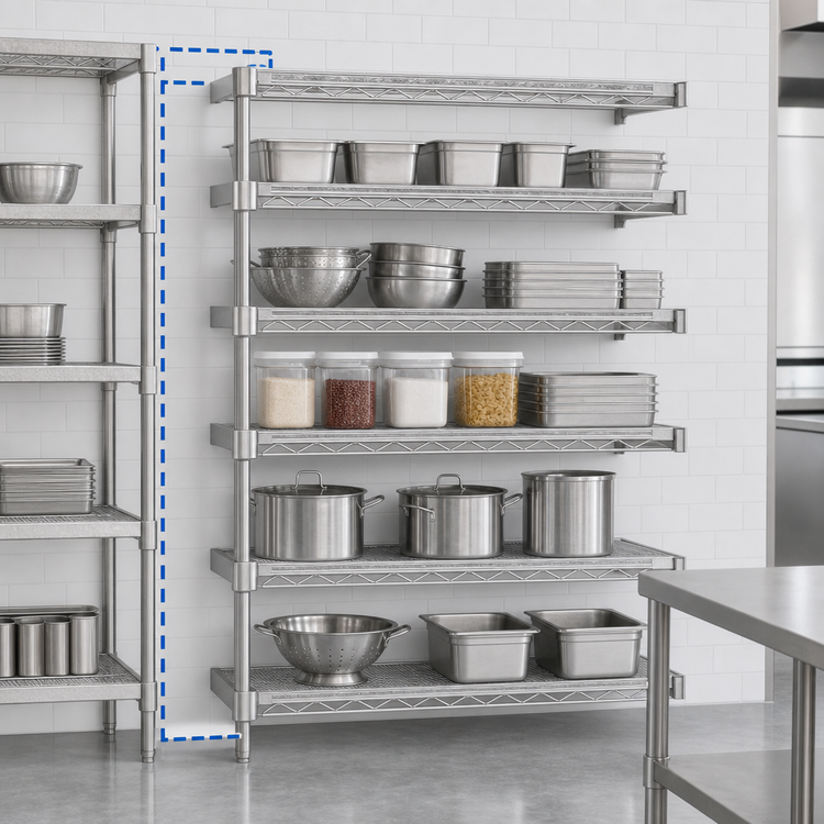 Product image #3 for Eagle Group 5-Tier Add-On Wire Shelving Unit with QuadTruss Shelves, 48 x 24 x 86 Inches, Stainless Steel Finish