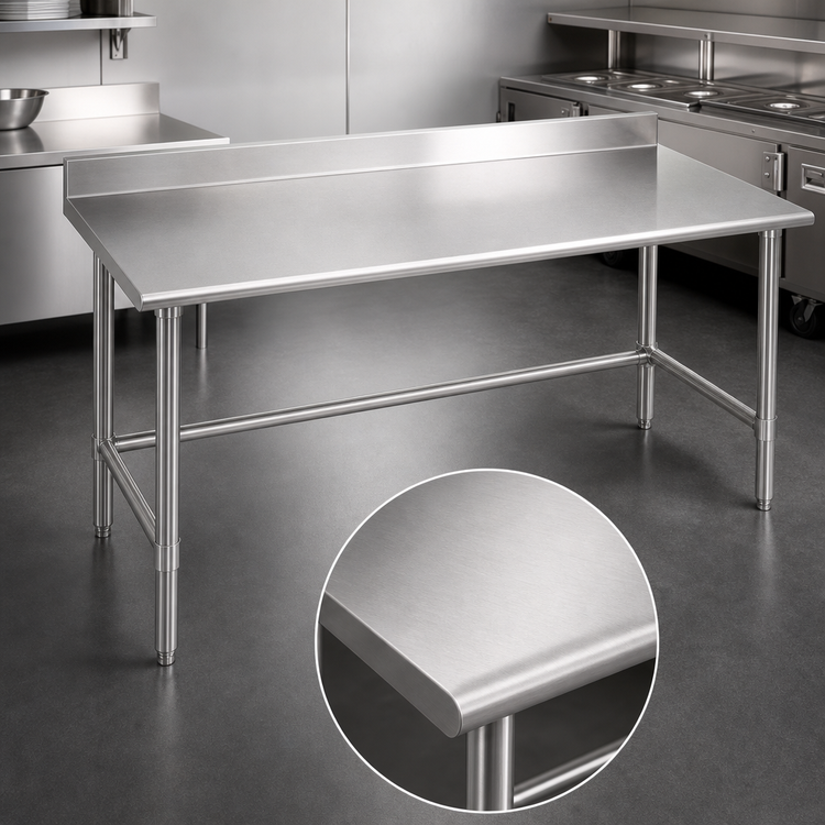 Product image #3 for Eagle Spec-Master 120-Inch x 24-Inch Stainless Steel Work Table with Backsplash and Tubular Base