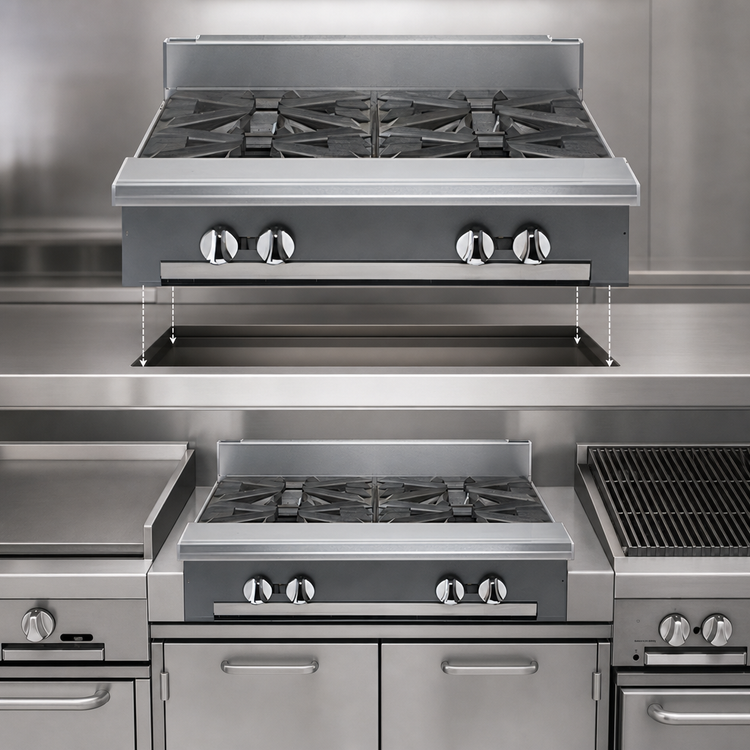 Product image #3 for Vulcan V Series 36-Inch Heavy Duty Modular Gas Range, 6 Open Burners, Stainless Steel, 210,000 BTU
