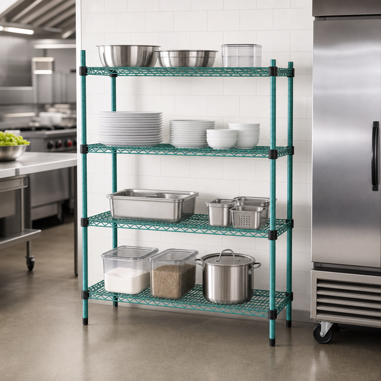 Product image #3 for EagleGard Quad-Adjust 4-Tier Stationary Wire Shelving Starter Unit, 48 x 18 x 74 Inches