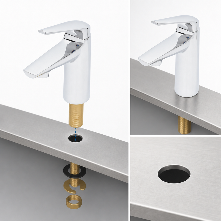 Product image #3 for T&S Brass LakeCrest Aesthetic Single-Hole Single-Lever Deck-Mount Manual Faucet with 0.5 GPM Spray Device, Polished Chrome