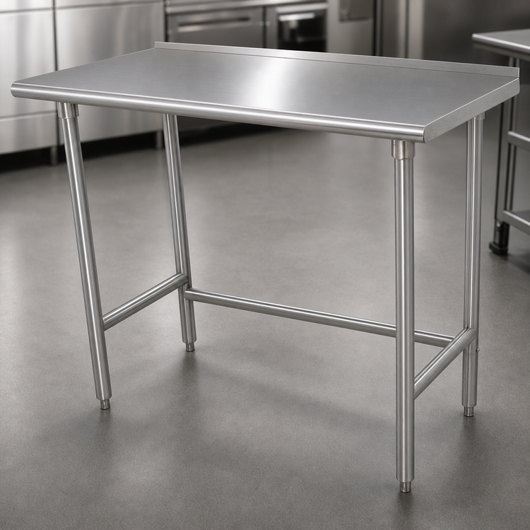 Product image #3 for Advance Tabco 144" x 36" Freestanding Work Table with 16-Gauge 304 Stainless Steel Top and 1-1/2" Rear Up-Turn