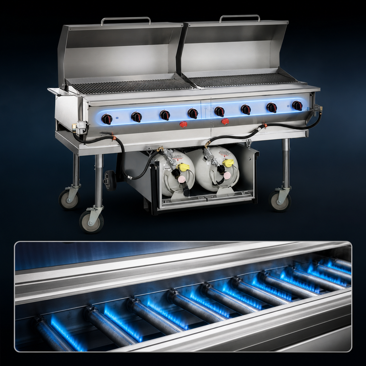 Product image #3 for Magicater 60-Inch Transportable Liquid Propane Outdoor Charbroiler with 8 Burners