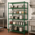 Thumbnail image #3 for Heavy Duty Stationary 5-Tier Wire Shelving Unit, 72 x 18 x 84 Inches, Green Epoxy Coated
