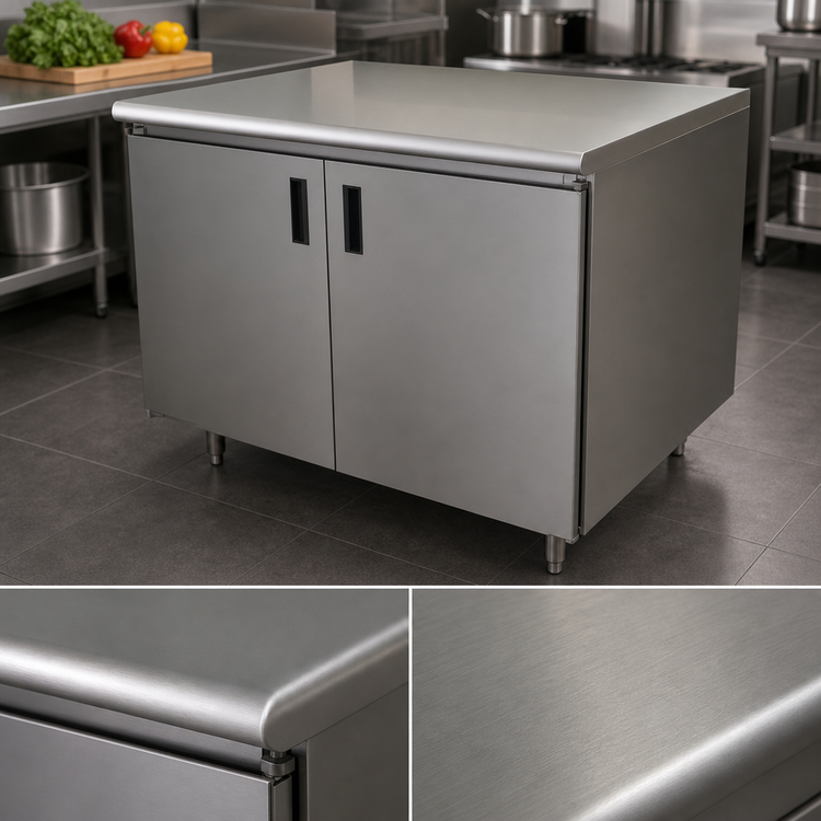 Product image #3 for Advance Tabco Special Value Series Enclosed Work Table with Cabinet Base and Hinged Doors, 60 x 24 Inches, 16-Gauge 304 Stainless Steel Top