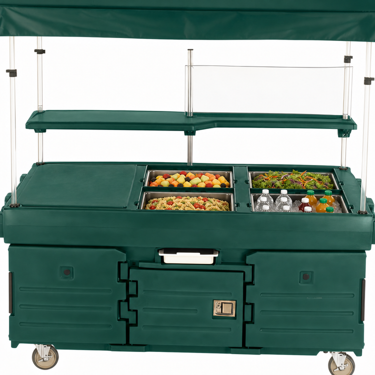 Product image #3 for Cambro CamKiosk® Mobile Food Cart with Canopy, 4 Pan Wells, Kentucky Green