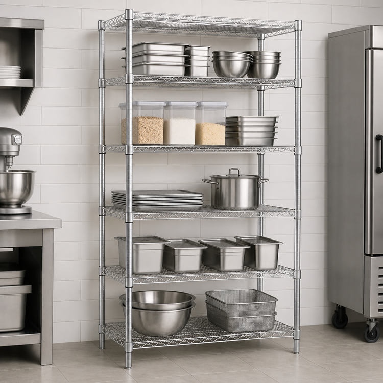 Product image #3 for Eagle Group S5-86-1872C 5-Tier Chrome-Plated Wire Starter Shelving Unit, 72W x 18D x 86H