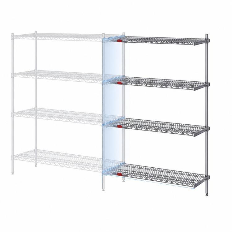 Product image #3 for Eagle Valu-Master 4-Tier Add-On Wire Shelving Unit, 60 x 18 x 63 Inches, Pewter Gray Epoxy