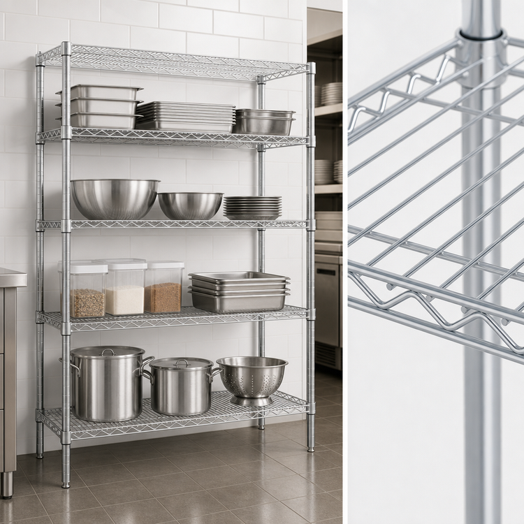 Product image #3 for Metro Super Erecta 72" x 21" x 63" Stationary Starter Wire Shelving Unit, 4-Shelf, Chrome Plated