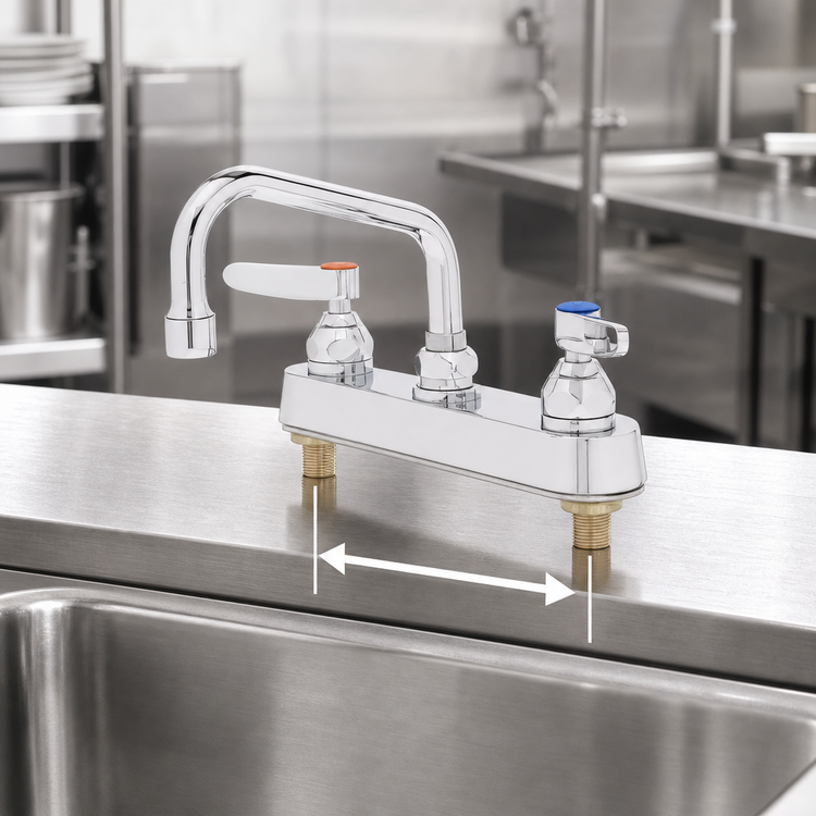 Product image #3 for T&S Brass 8-Inch Center Deck-Mount Workboard Mixing Faucet with 10-Inch Swing Nozzle and 2.2 GPM VR Aerator
