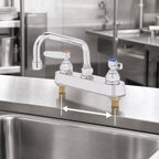Thumbnail image #3 for T&S Brass B-1122-XS-V22CR 8-Inch Deck-Mount Workboard Faucet with 10-Inch Swing Spout, Ceramic Valves, Low Lead