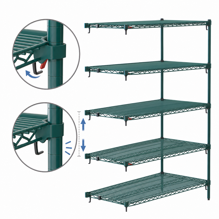 Product image #4 for Metro Super Erecta Super Adjustable 5-Shelf Add-On Wire Shelving Unit, 48 x 21 x 74 Inches, Epoxy-Coated Green
