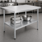 Thumbnail image #3 for Serv-Ware T3048CWP-18S-V Wood Top Work Table with Stainless Undershelf, 48 x 30 x 34 Inches