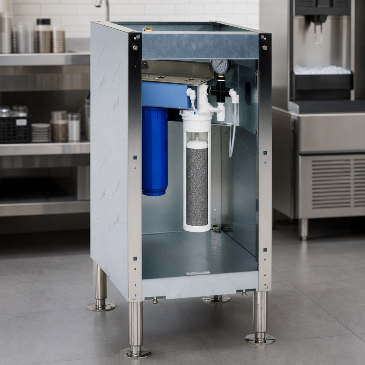 Product image #3 for Follett Symphony Plus Stainless Steel Base Stand for 12CI Series Ice and Water Dispensers with Carbonless High Capacity Filter