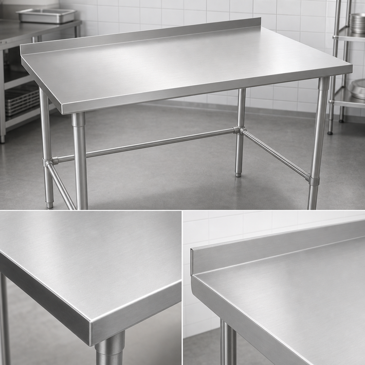 Product image #3 for John Boos Stallion 72" x 30" Stainless Steel Top Work Table with 1-1/2" Rear Backsplash and Safety Edge