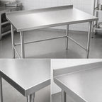 Thumbnail image #3 for John Boos Stallion ST6R1.5-3072SBK 72" x 30" Stainless Steel Work Table, 16-Gauge 300 Series Top, Open Base, 1-1/2" Backsplash