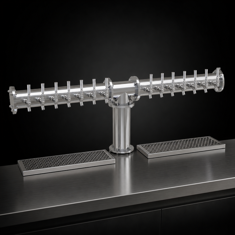 Product image #3 for 14-Faucet Countertop Air-Cooled Pipe Tee Draft Dispensing Tower, Stainless Steel