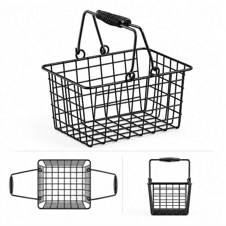 Product image #3 for American Metalcraft Rectangular Black Wire Serving Basket with Double Handles, 9 x 7 x 5 Inches