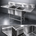 Thumbnail image #3 for Eagle Group Spec-Master FN Series Two-Compartment Coved Corner Sink with Dual 18-Inch Drainboards, 80