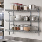 Thumbnail image #3 for Eagle Group QuadTruss S3-3B-SSW1824C 3-Tier Piggyback Wall-Mounted Wire Shelf Kit, 24"W x 18"D, Chrome