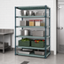Thumbnail image #3 for Quantum Stationary 5-Tier Wire Plastic Mat Shelving Unit, 54 in. W x 24 in. D x 63 in. H, Green Epoxy Coated