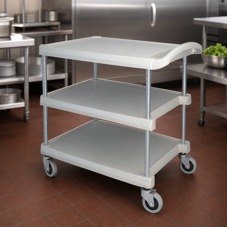 Product image #3 for Metro myCart Series Heavy-Duty 3-Shelf Polymer Utility Cart, Gray